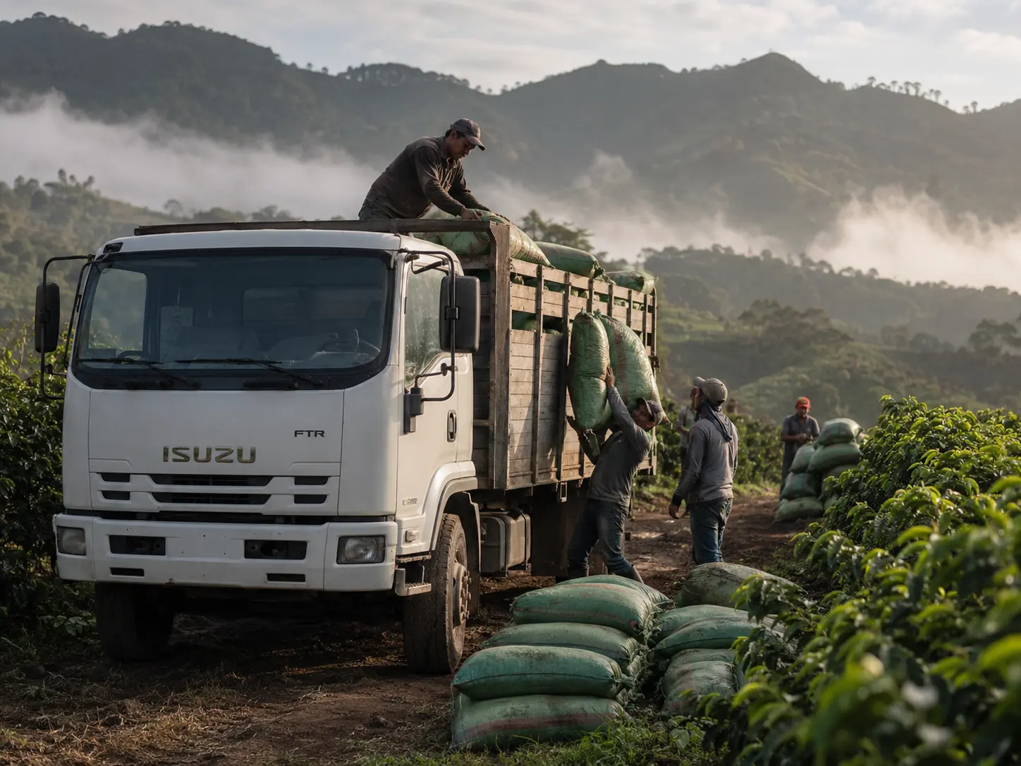 Agricultural transport in Chiriqui - truck loading farm products