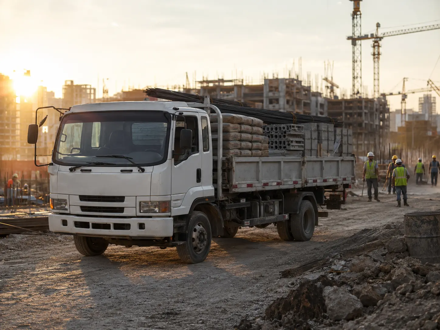 Transporte de materiales de construcción en camión