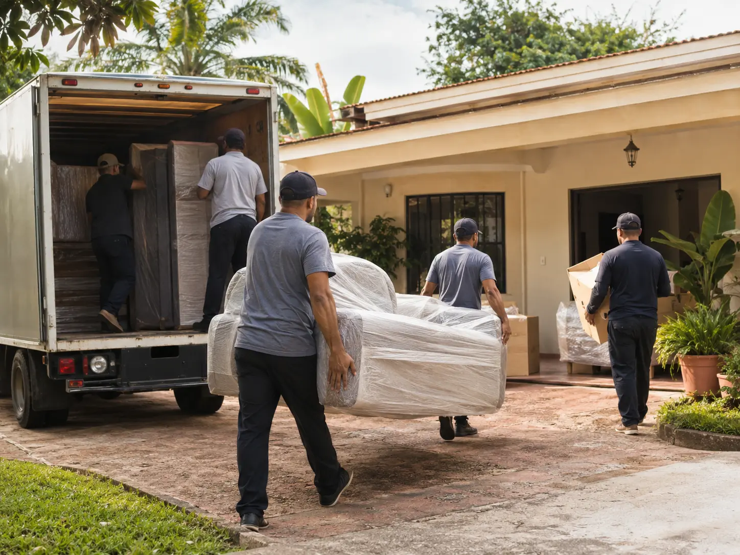 Servicio de mudanzas cuidando muebles